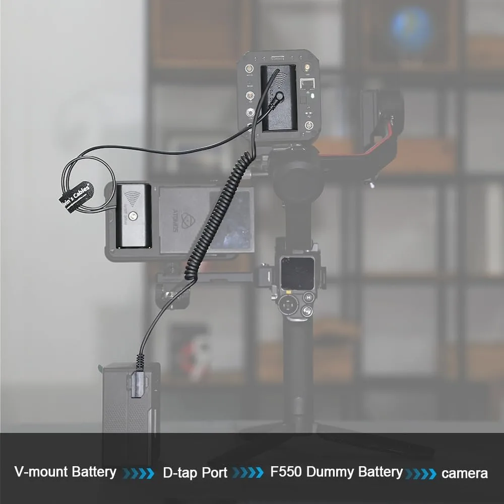 

Alvin's Cables NP F550 Dummy Battery to D-Tap Coiled Power Cable for Sony NP F550|F570|F970 |Atomos Ninja V Monitor Upgraded