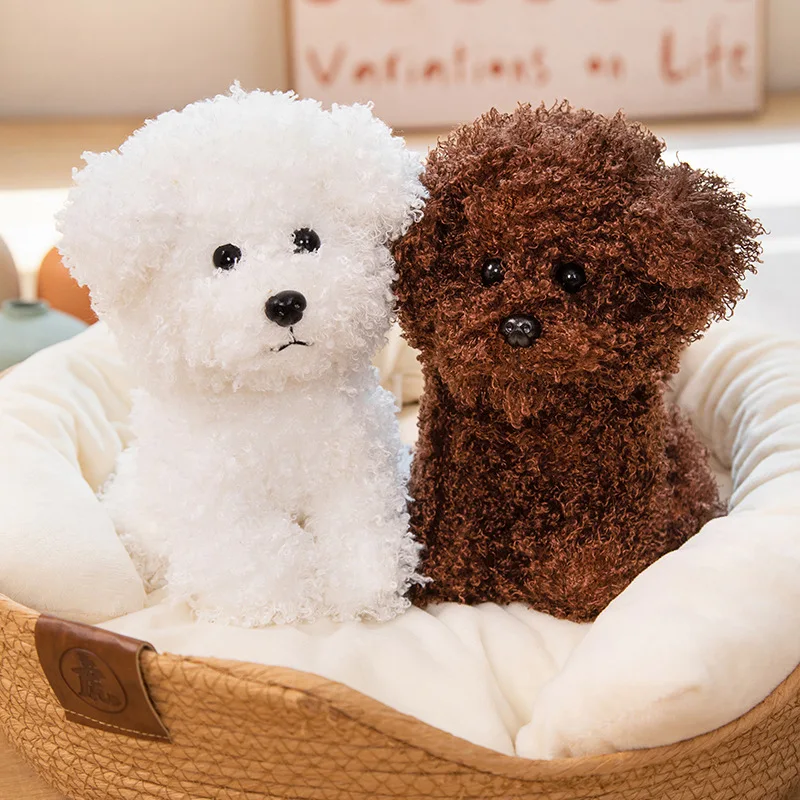 

Nice Simulation White Brown Teddy Dog Plush Toy Stuffed Soft Kawaii Curly Appease Doll Toys For Kids Girls Birthday Gift