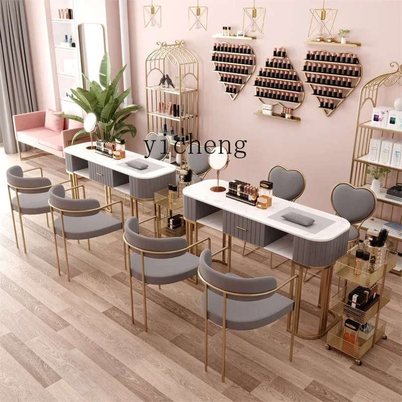 CJ-2HSN marble manicure table and chair set single double manicure table economical simple manicure table