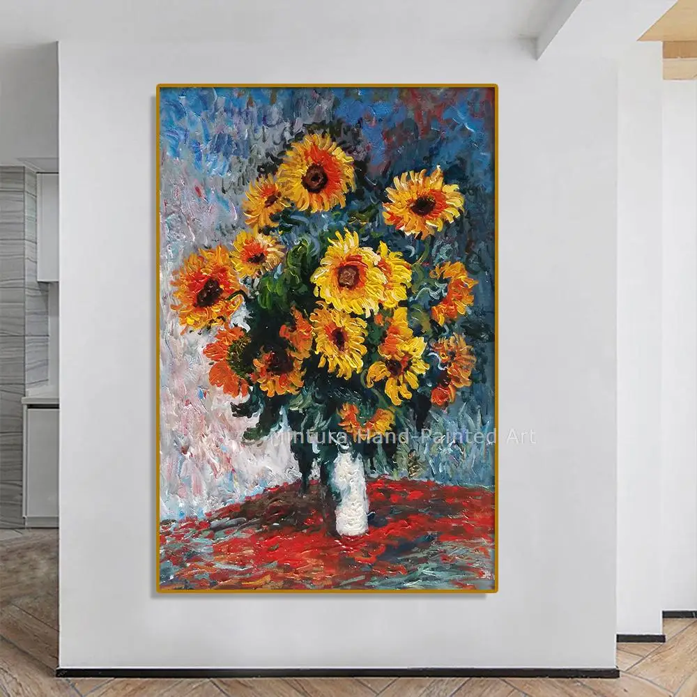 

Mintura,Artwork Handpainted Impression Blooming Sunflower Floral Oil Painting Canvas,Wall Art,Picture Bedroom Parlour Home Decor