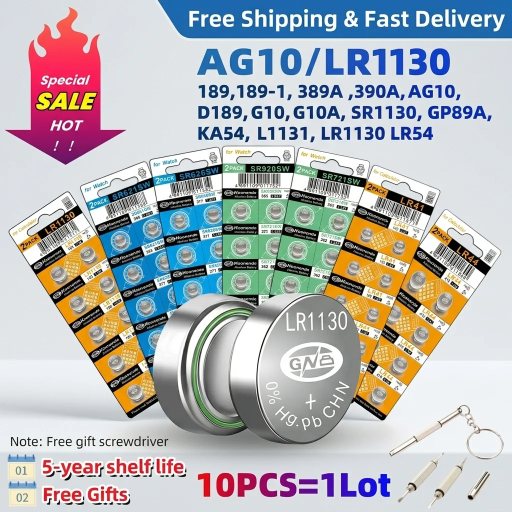 

10 шт. AG13 LR44 1.5V щелочные кнопочные батарейки A76 357A LR1154 для часов, игрушек, пультов ДУ, калькуляторов