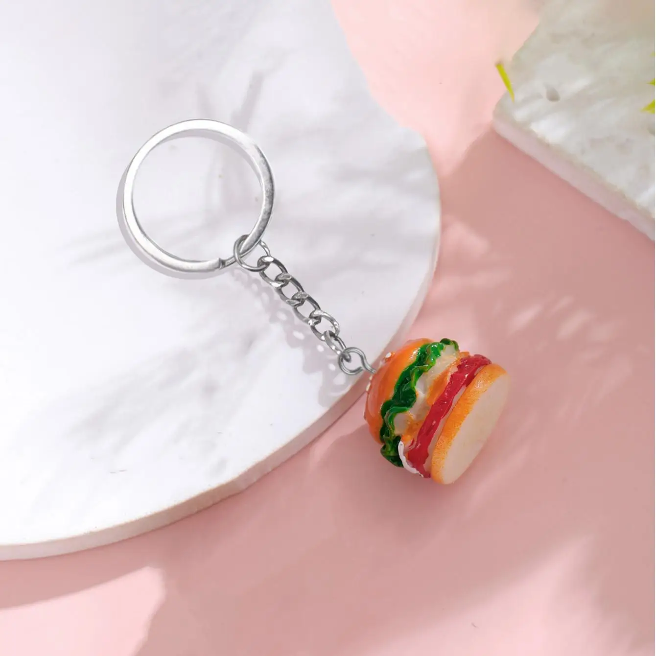 Cute Resin Burger Keychain Funny Special Gift