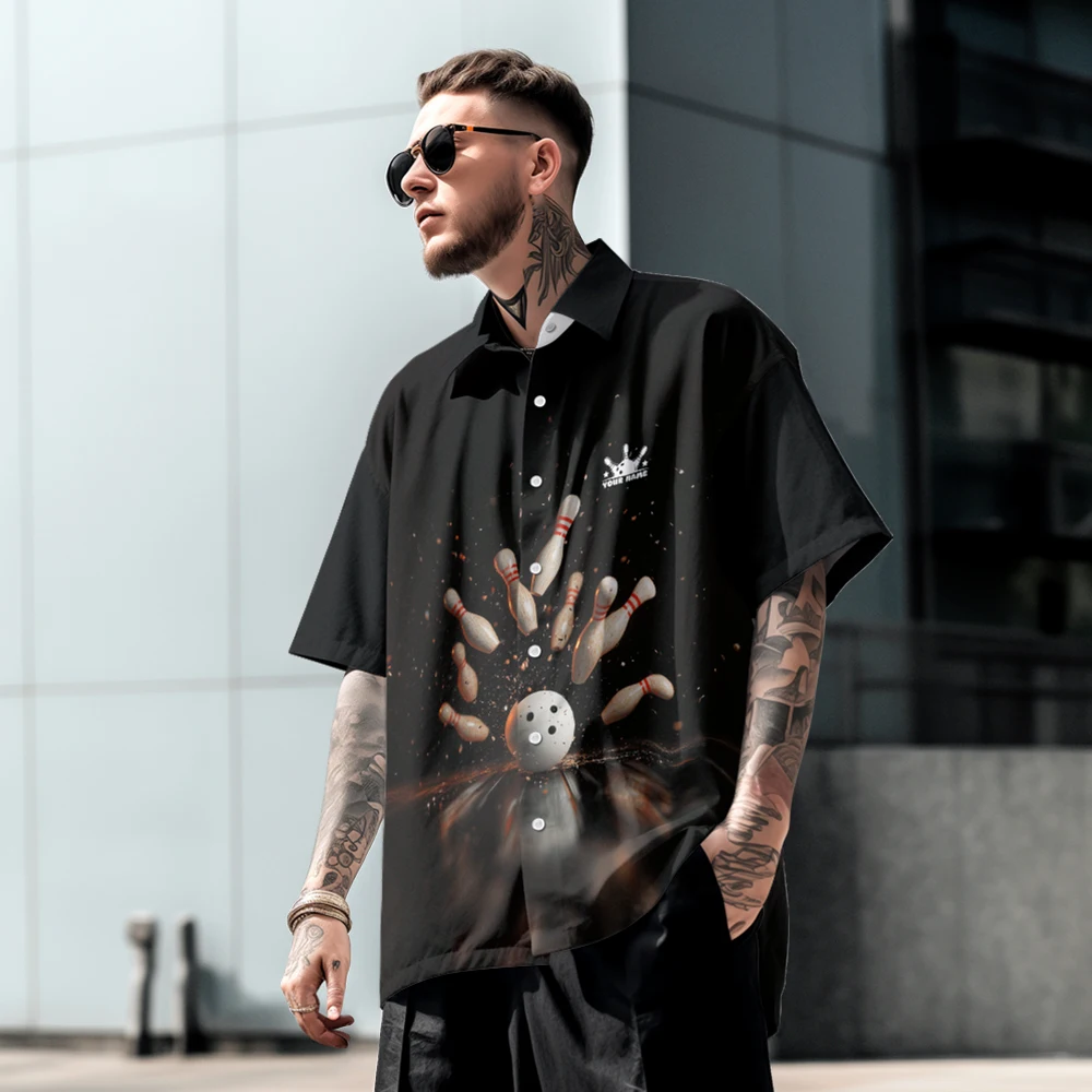 

Customized Fashion Men Tops Personal Bowling Shirts Unisex Team Shirt Sports Street Beach Shirt Summer Retro Clothing