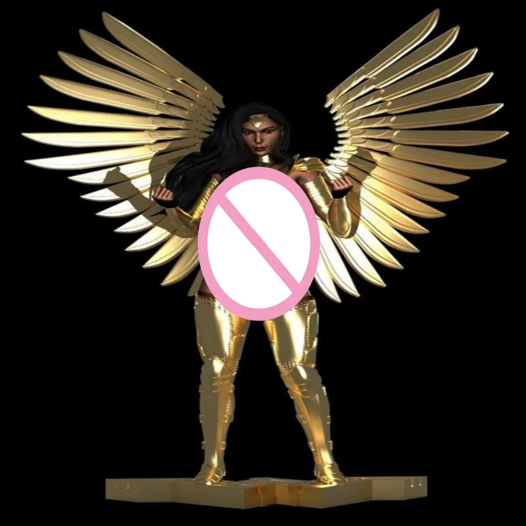 Figura de resina a escala 1/24, chica dorada, guerrera, ángeles, Kit de modelo de ensamblaje, juguete de impresión 3D sin pintar