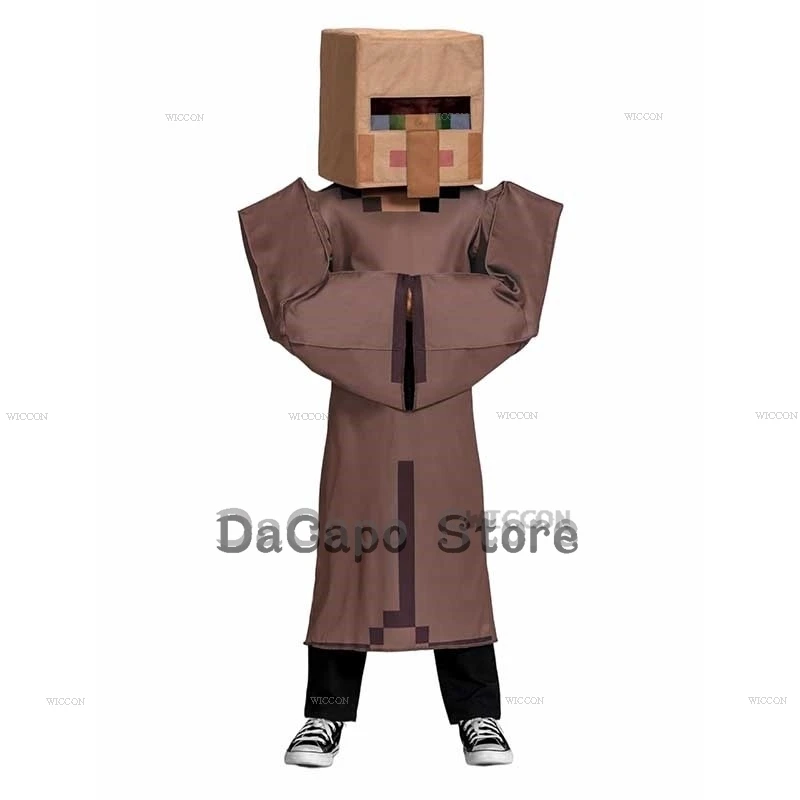 Mine NPC Villager Cosplay Costume para homens e mulheres, terno engraçado, uniformes artesanais, roupas, roupas, festa de Halloween