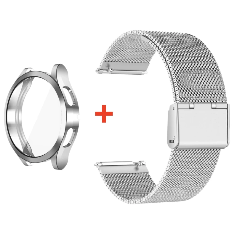 Schutzhülle + Armband für Samsung Galaxy Watch 7 6 5 4 40mm 44mm Stahlgeflecht Milanese Loop Armband für Galaxy Watch 4 5 6 7 44mm 40mm