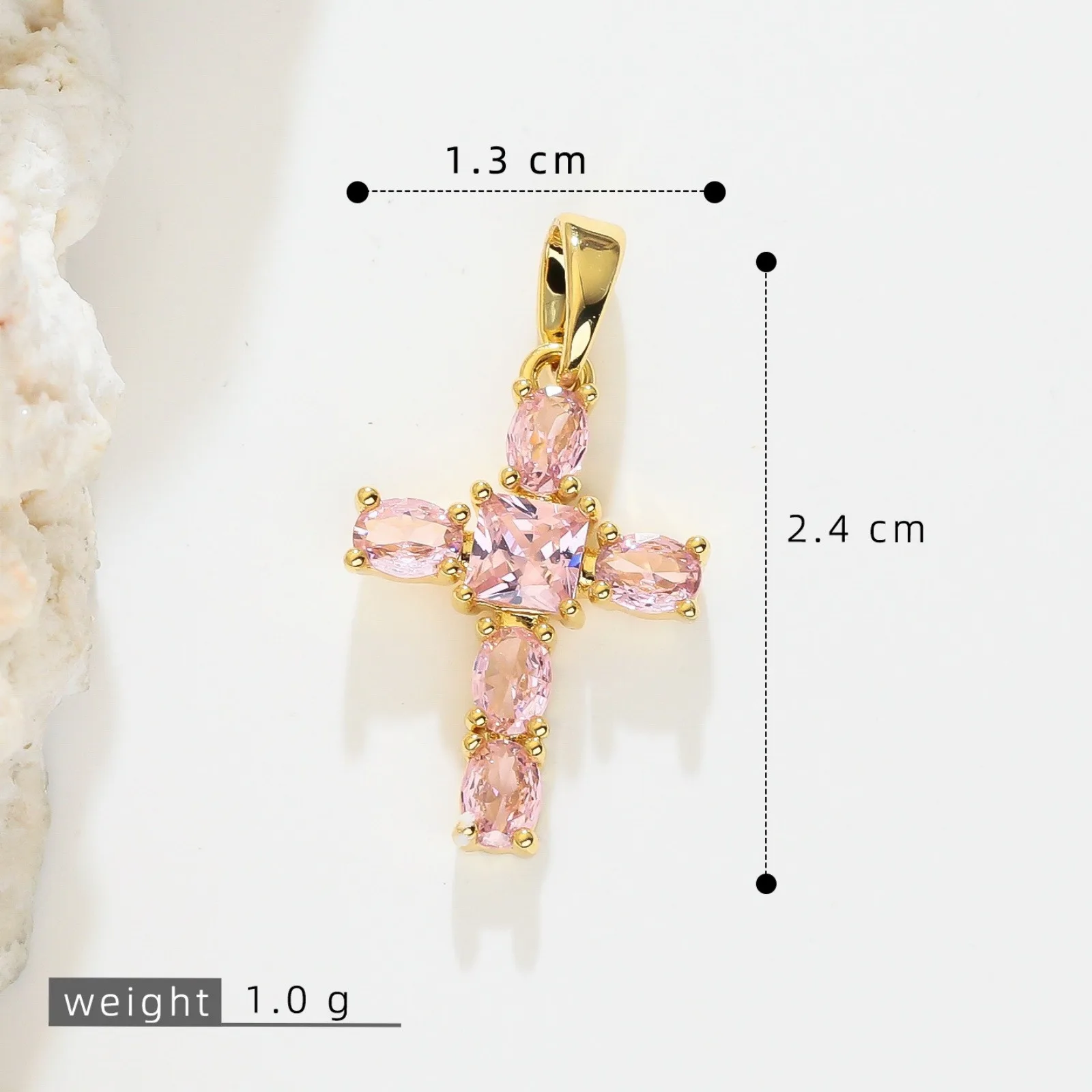 1 Stück Messing-Kreuzanhänger, 18K vergoldet, für DIY-Halsketten, Armbänder, Schmuckherstellung, Großhandel – Detail 7