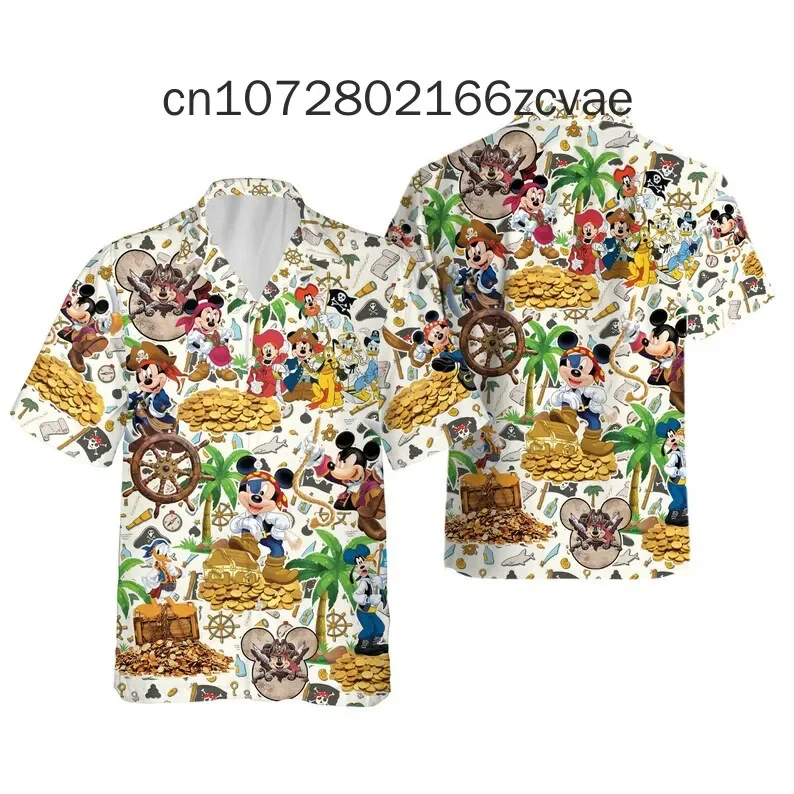 

Funny Mickey Pirate Party Hawaiian Shirt 2024 New Disney Mickey Men's and Women's Hawaiian Shirts Street Fashion Casual Shirts