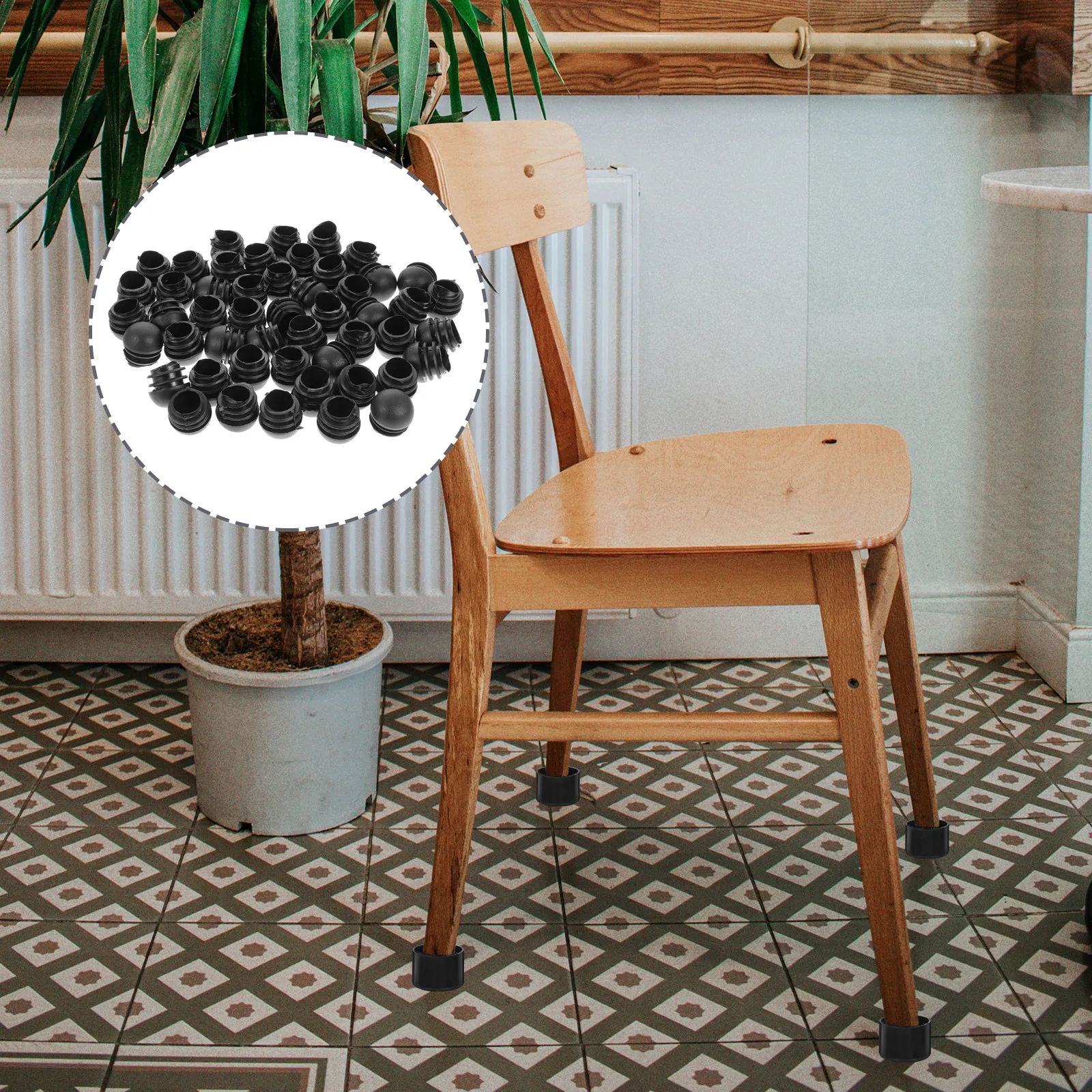 100Pcs Chair Foot Protectors Round Tube End Caps Plastic Chair Leg Covers Furniture Floor Glides for Home Office Patio Use