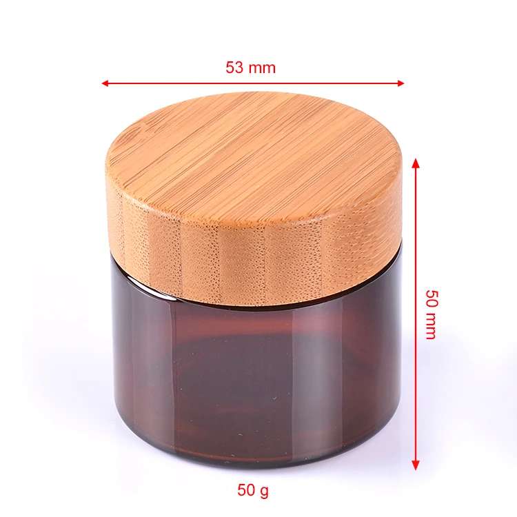 6 Stuks Lege Amber Huisdier Zalfpotje Blikjes 50Ml Plastic Potten Met Natuurlijke Bamboe Hout Deksels Lege Kleine Cosmetica body Scrub Containers