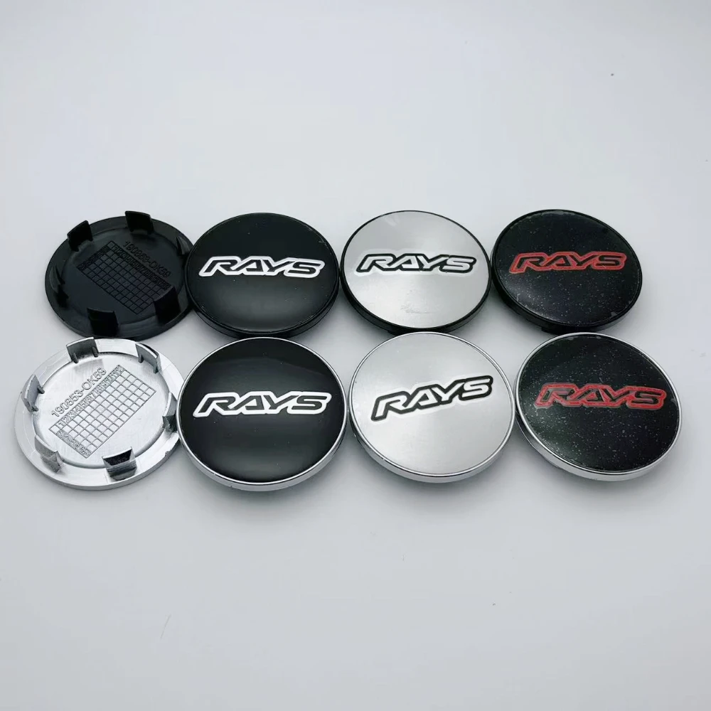 4 szt. O.D 59MM / I.D 51MM Odznaki z logo Rays, nakładki na felgi samochodowe, akcesoria do stylizacji, zamienne nakładki na piasty kół, osłony felg