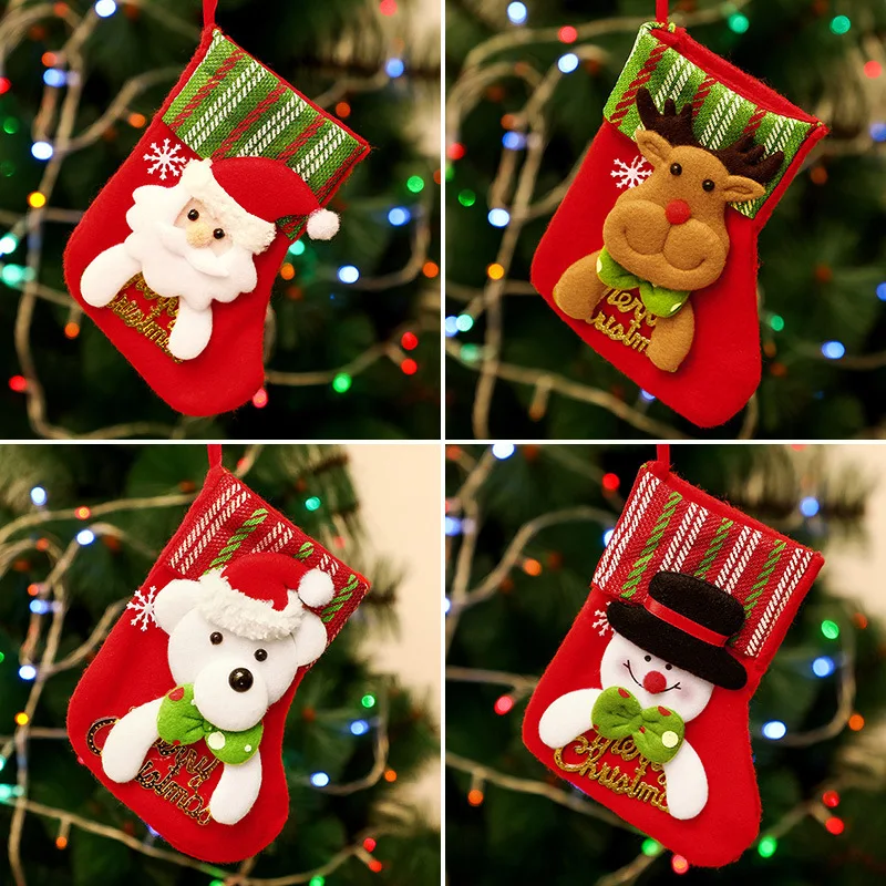 Christmas Decorations Cartoon Socks Gift Bag Christmas Socks Candy Bag Christmas Tree Hanging Gifts Children