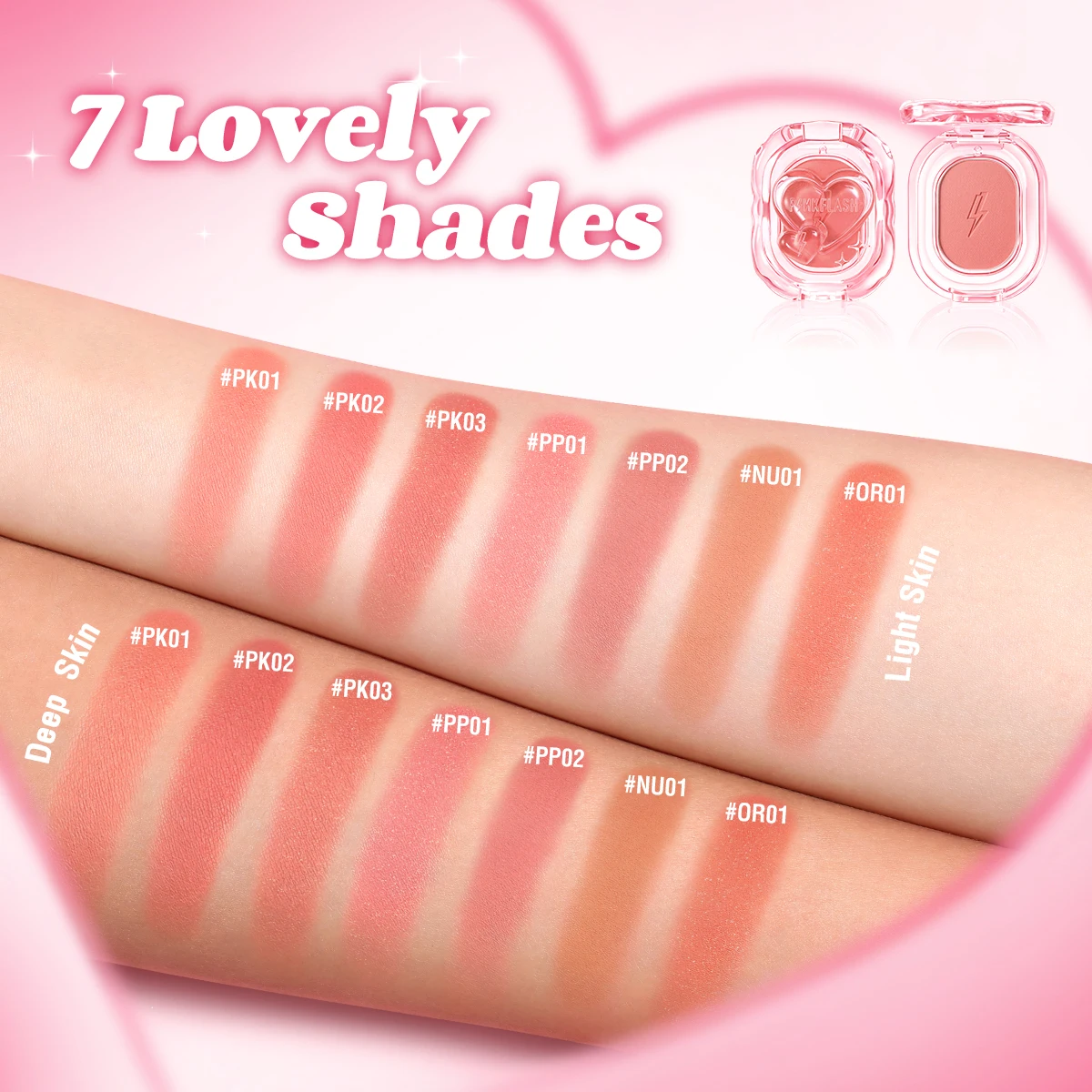 PINKFLASH 매트 내추럴 블러셔 파우더 팔레트, 고 안료, 뺨 색조, 비 케이키 혼합, 경량 페이스 블러셔 파우더 메이크업