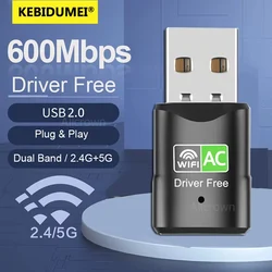 USB 600 Mbps WiFi Adaptörü Çift Bant 2.4G/5 GHz Dongle 802.11AC Ethernet Ağ Kartı Mini Bilgisayar Kablosuz Alıcı SÜRÜCÜ ÜCRETSIZ