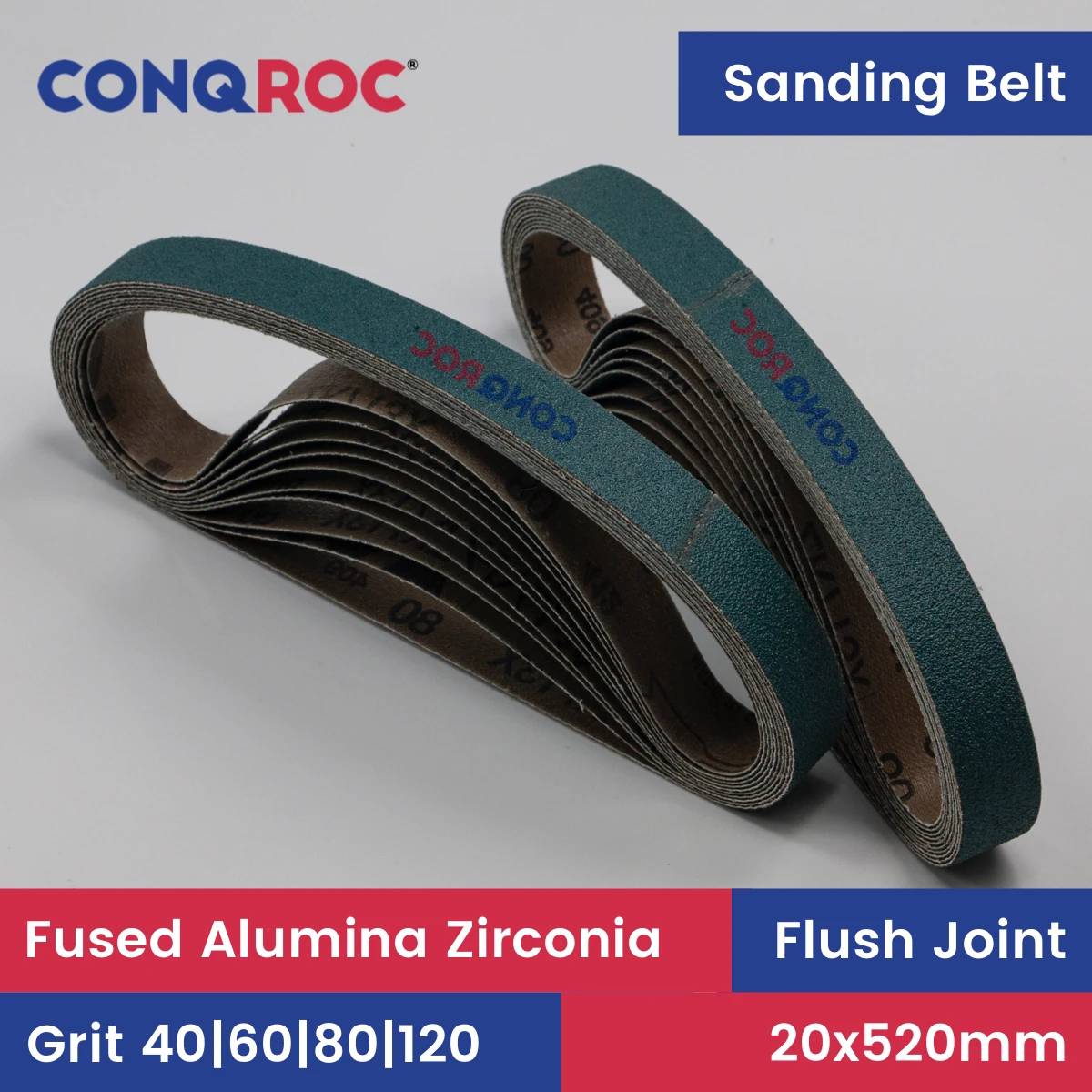 

Sanding Belts 20x520mm Fused Alumina Zirconia 20-Piece 3/4''x20-1/2'' Abrasive Belts 4-Option Grit 40~120 for Metal Polishing