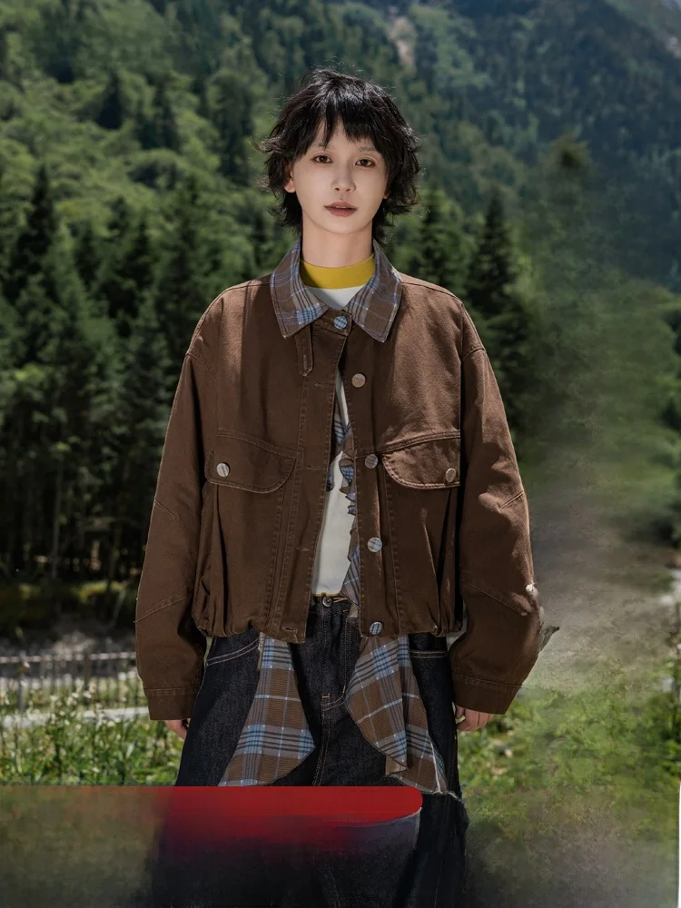 

Saoe для ранней девушки, винтажная съемная клетчатая кружевная рабочая одежда с талией, женское длинное осеннее пальто свободного покроя све на пуговицах