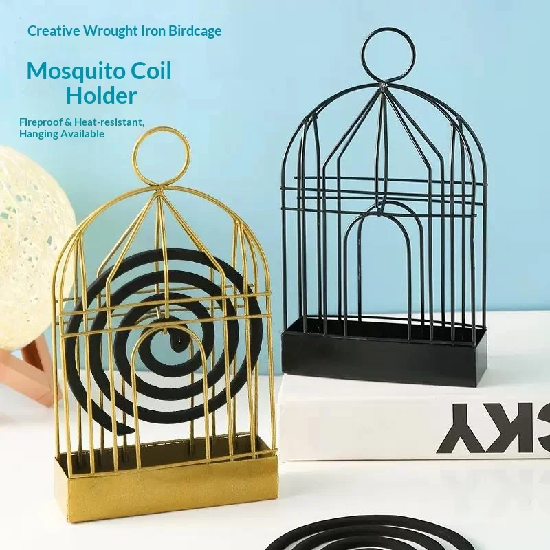 Birdcage‑Shaped Mosquito Coil Holder Metal Mosquito Incense Burner Hanging Coil Tray Fireproof Anti‑Scald For Home Indoor