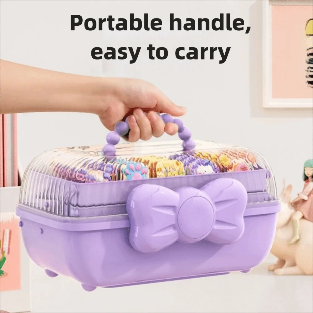 

3Layer Jewelry Hair Accessories Storage Box Clear Multifunctional Bowknot Rabbit Organizer Portable Stackable
