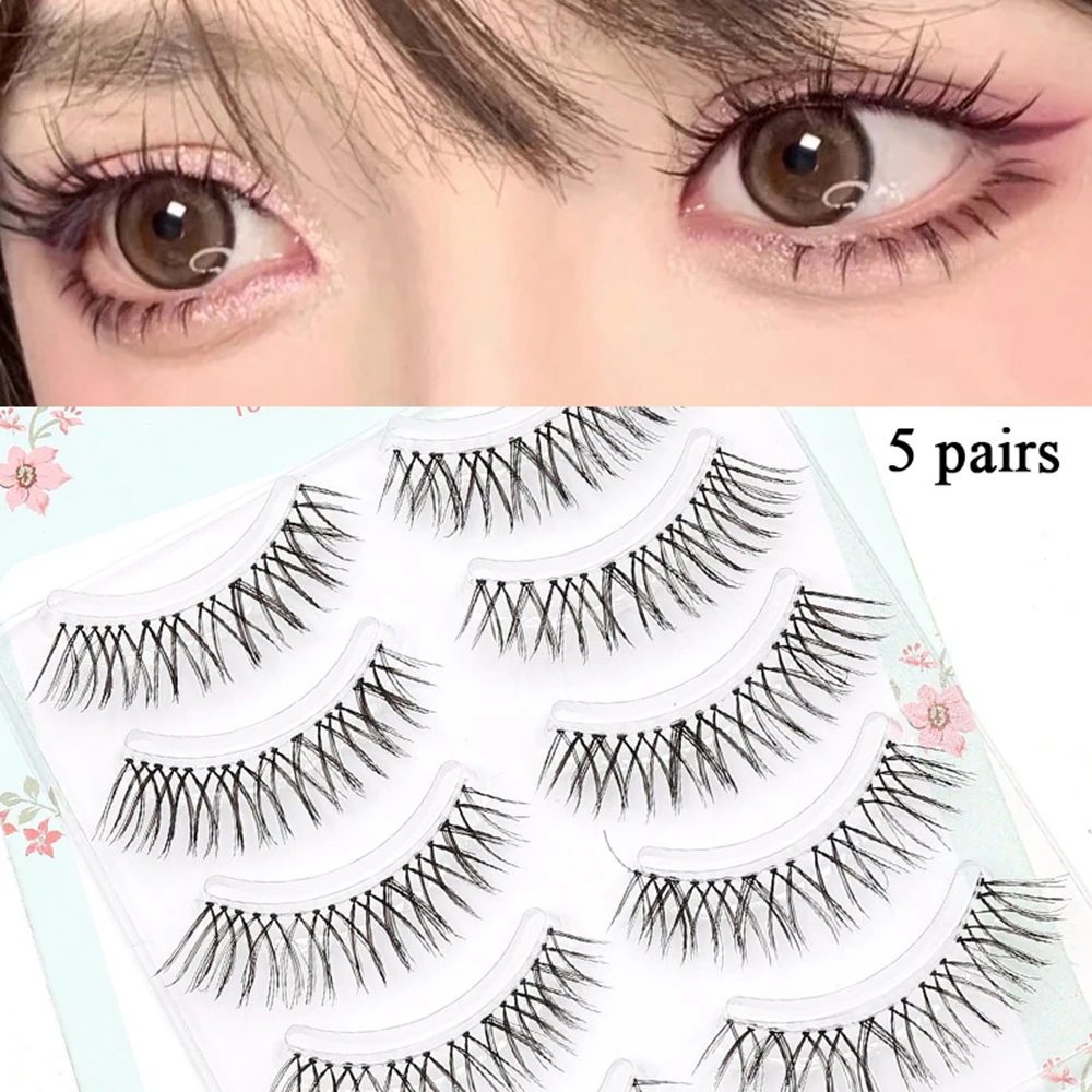 5-pair Manga Eye A Shaped False Eyelashes Wet Lashes Thick Manhua Spiked Eyelashes Naturally Soft Douyin Makeup Lash Extension