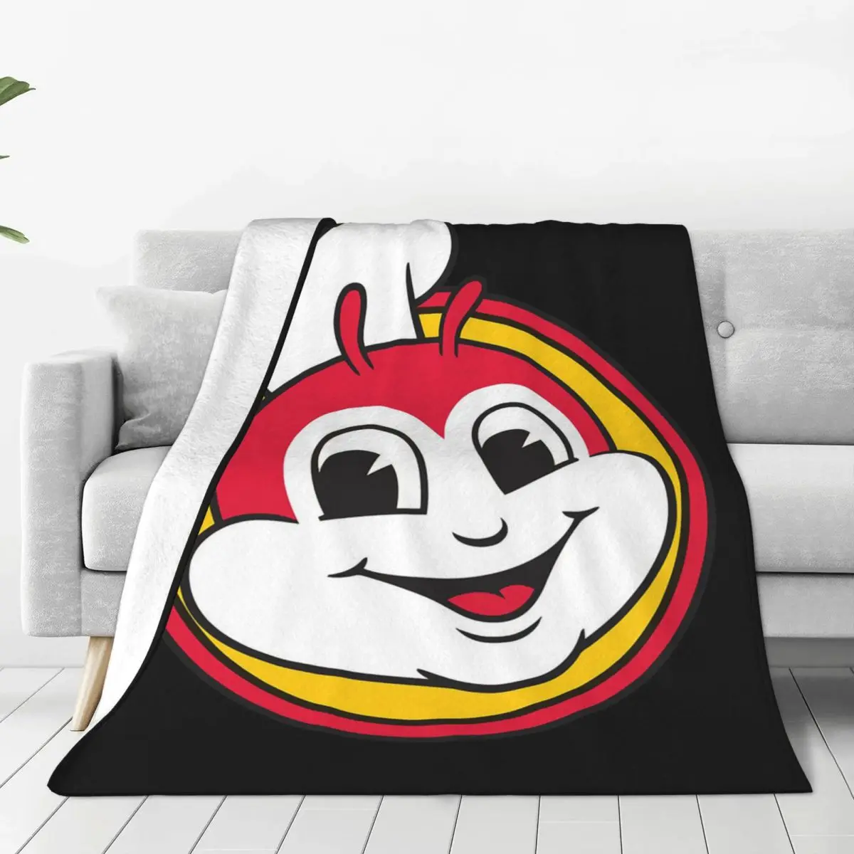 Jollibee Burger Restaurant Mascot Blankets Soft Warm Flannel Throw Blanket Bedding for Bed Living room Picnic Travel Home Sofa
