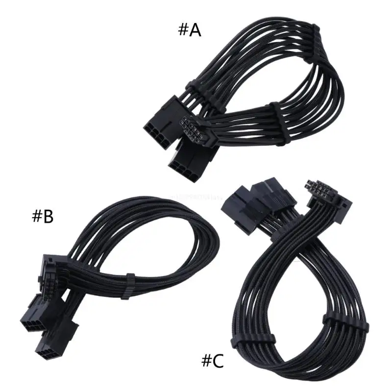 for RTX4000 Series 2x 8Pin Female to PCIE 5.0 12+4 16Pin Video Card Cable 12VHPWR PCIE 5.0 Straight/Elbow Head Cable Dropship