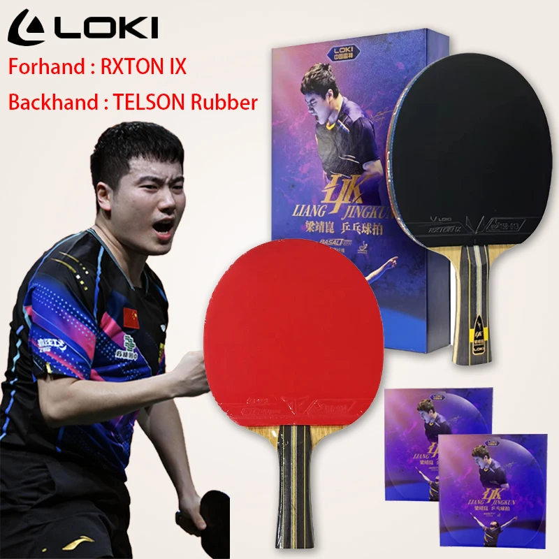 

LOKI Liang Jingkun Table Tennis Finished Racket 5 Wood 2 Carbon Table Tennis Racket with FH RXTON IX & BH TELSON Rubber ITTF