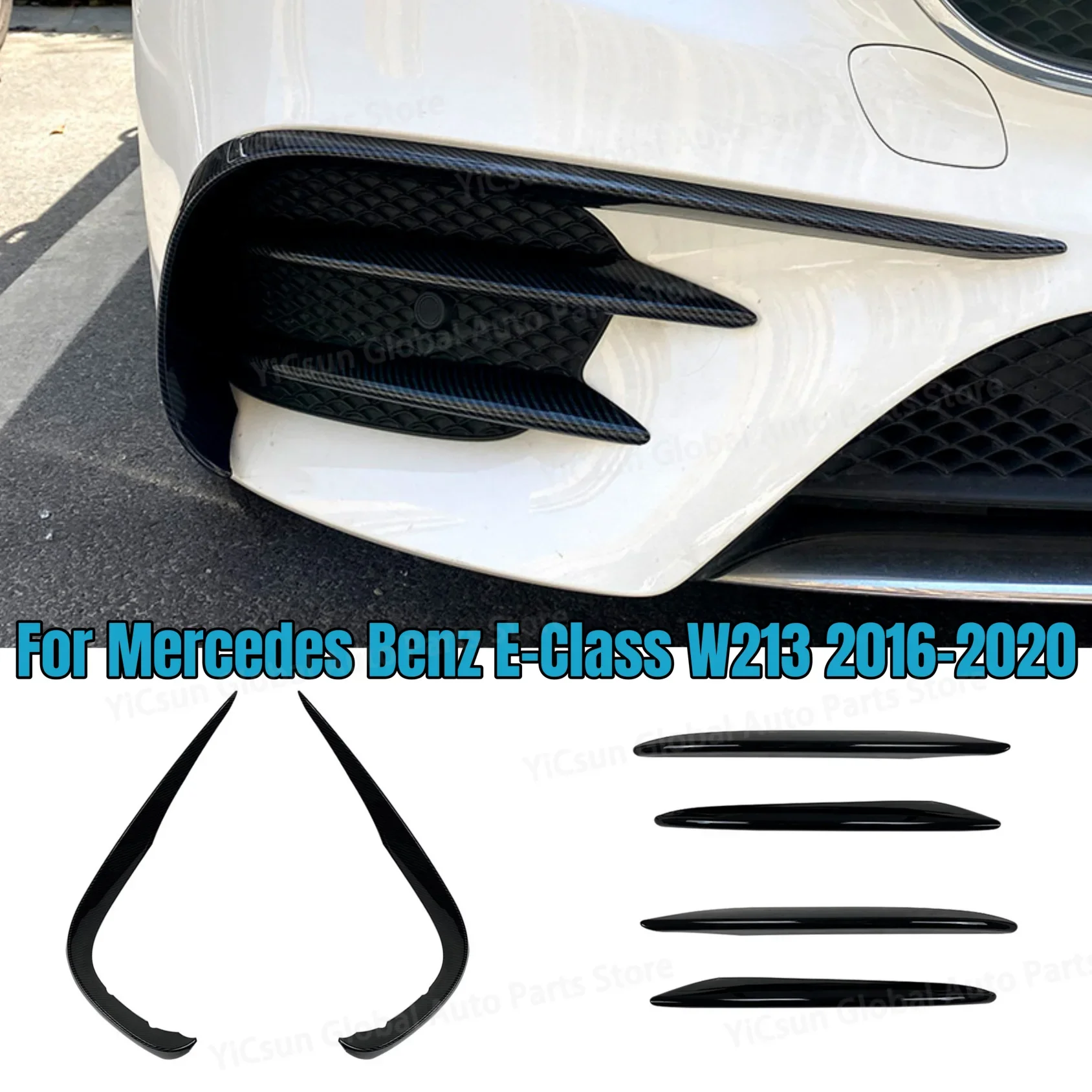 Front Bumper Splitter Spoiler Fog Light Canard For Mercedes Benz E Class W213 2016 2017 2108 2019 2020 E200 260 300 for AMG