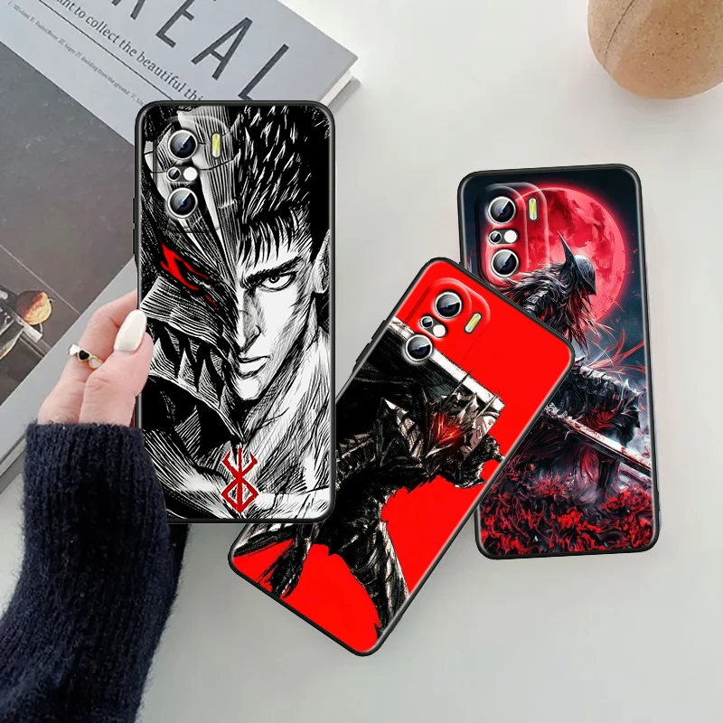 B Berserk Anime Fashion Cool For Xiaomi Redmi 9A 9C 9AT 10C 9 9T 10 12C 13C A3 12 K60 A1 K50 K40 5G Black Funda Phone Case