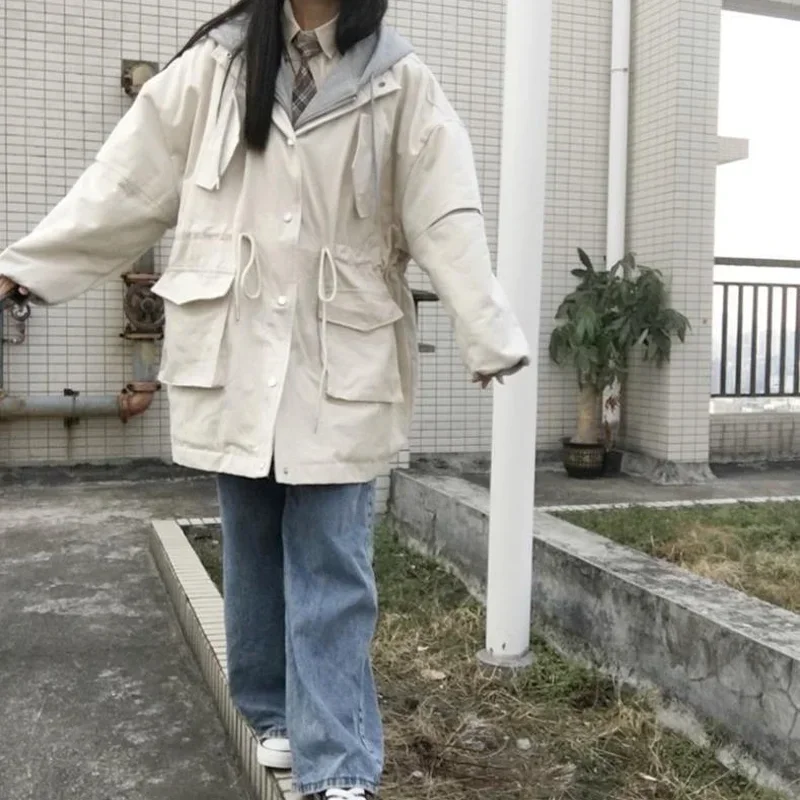 Jackets Women BF Harajuku Leisure Fall Couple High Street All-match Teens Outwear Patchwork Design Loose Clothes Stylish College