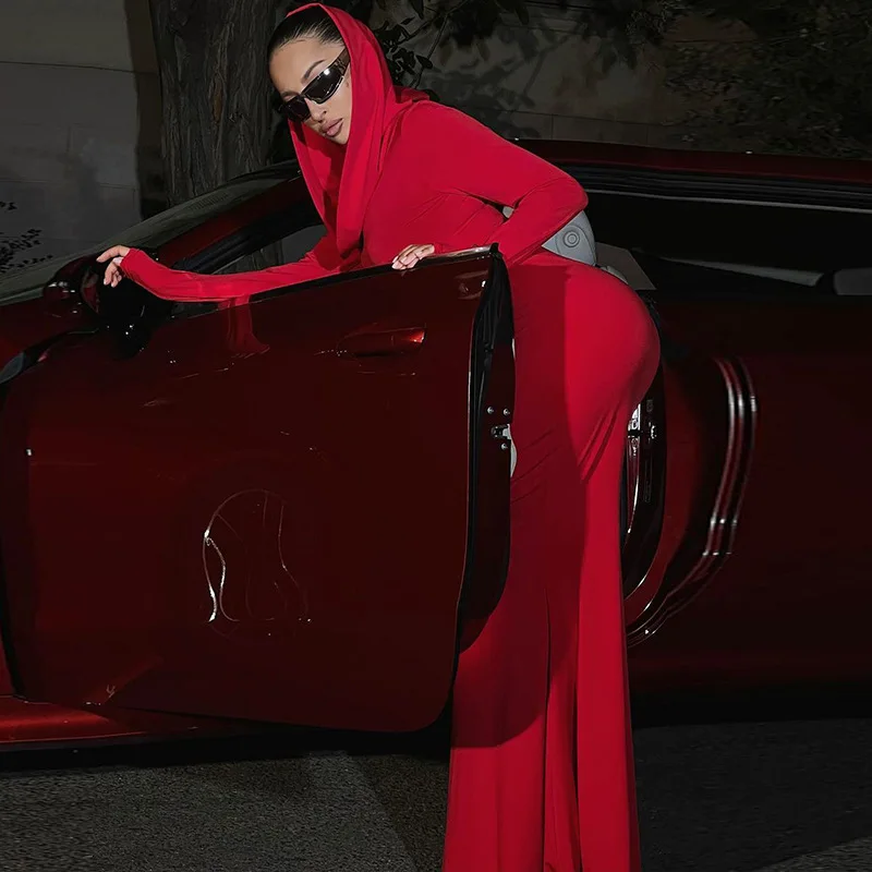 خريف منتج جديد فستان عصري وأنيق ذو غطاء للرأس وأكمام طويلة للبيع بالجملة في السوق الدولية #3