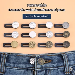 4pcs Pants Extender Button Waistband For Jeans, Collars, Cuffs No Sew Metal Retractable Buttons (12 style you can chooose)