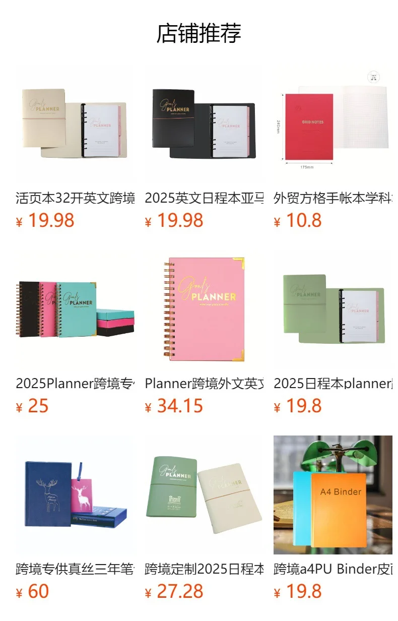 Cover bronzing customization 2025 English coil schedule daily plan notebook gift box planificador mensual daily planner