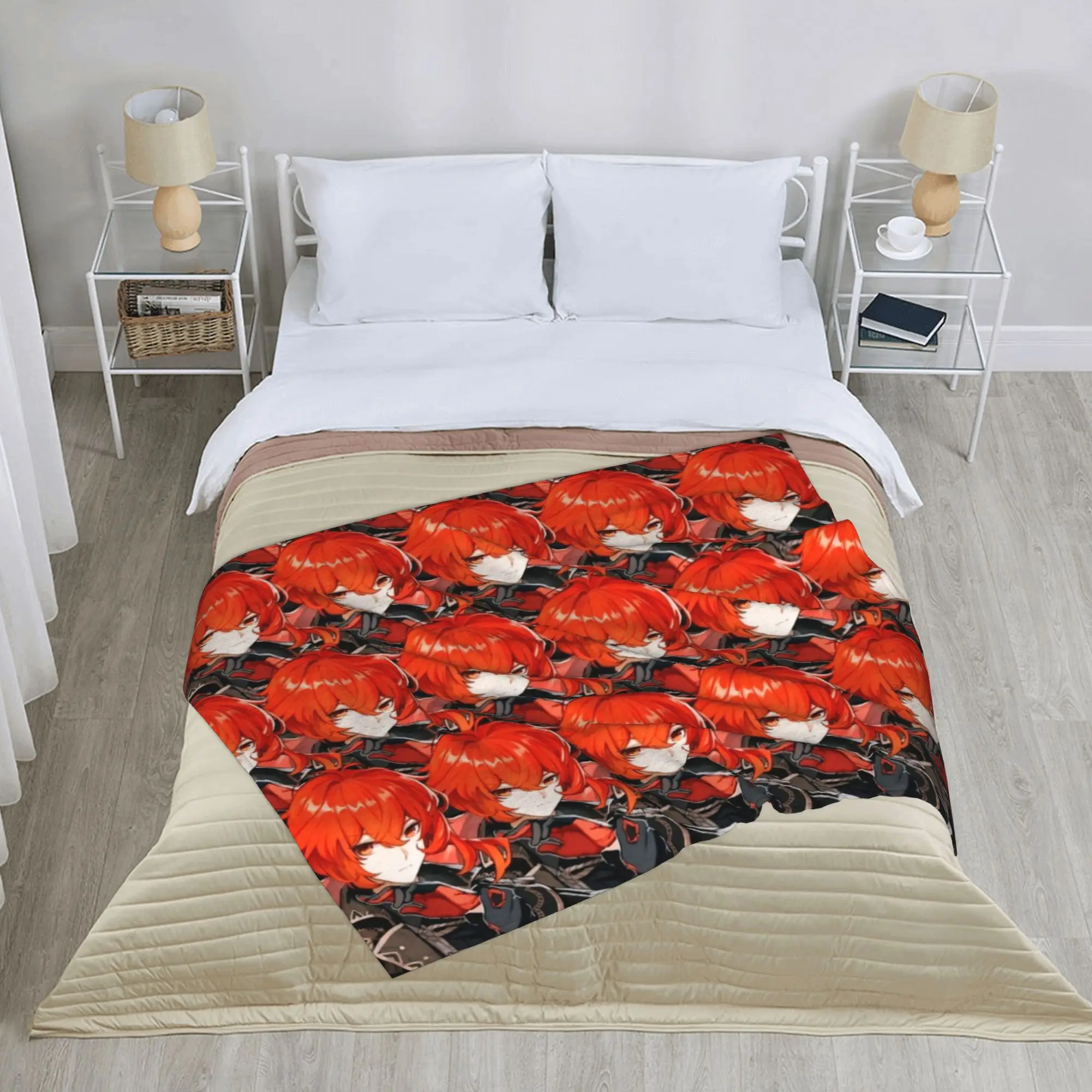 Diluc Ragnvindr Genshins Impact Game Blanket Fleece  Summer  Ultra-Soft Throw Blankets for Bed Quilt