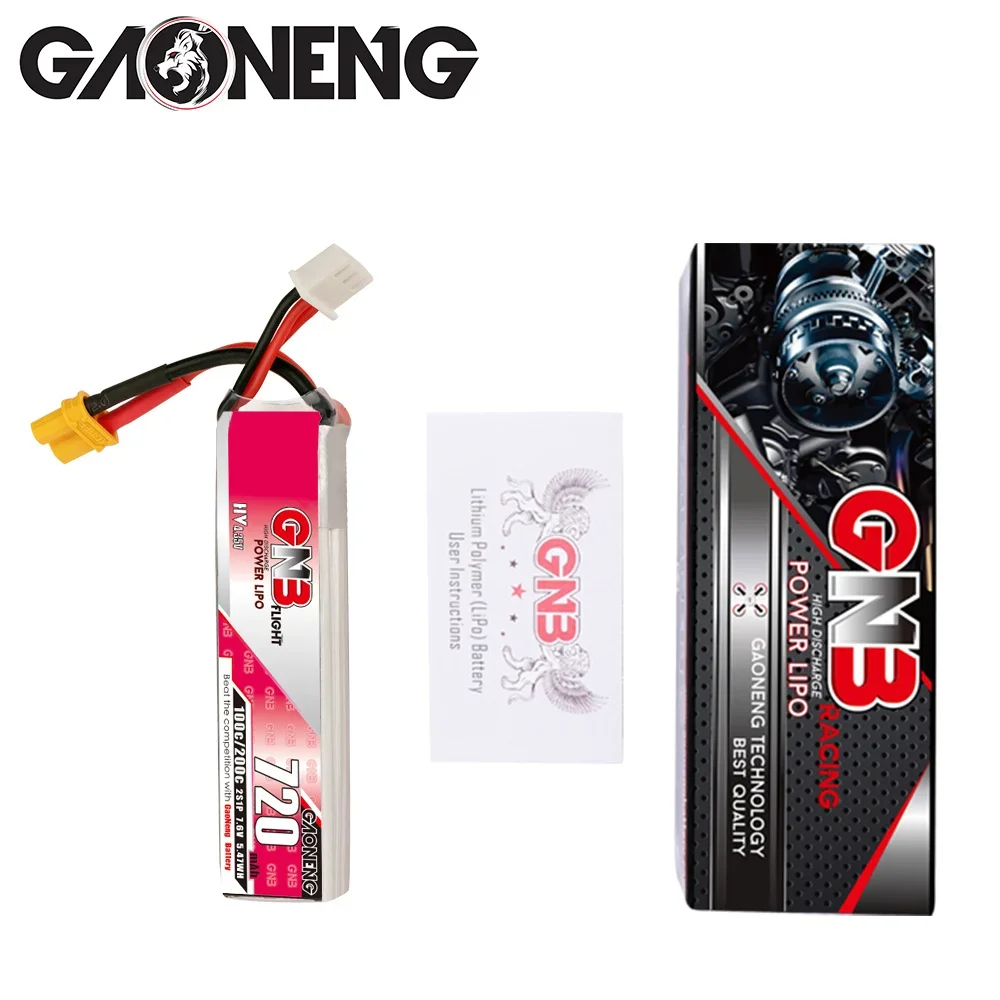 GNB LIHV RC FPV 드론 배터리, DIY 예비 부품, 720mAh, 2S, 7.6V, 100C