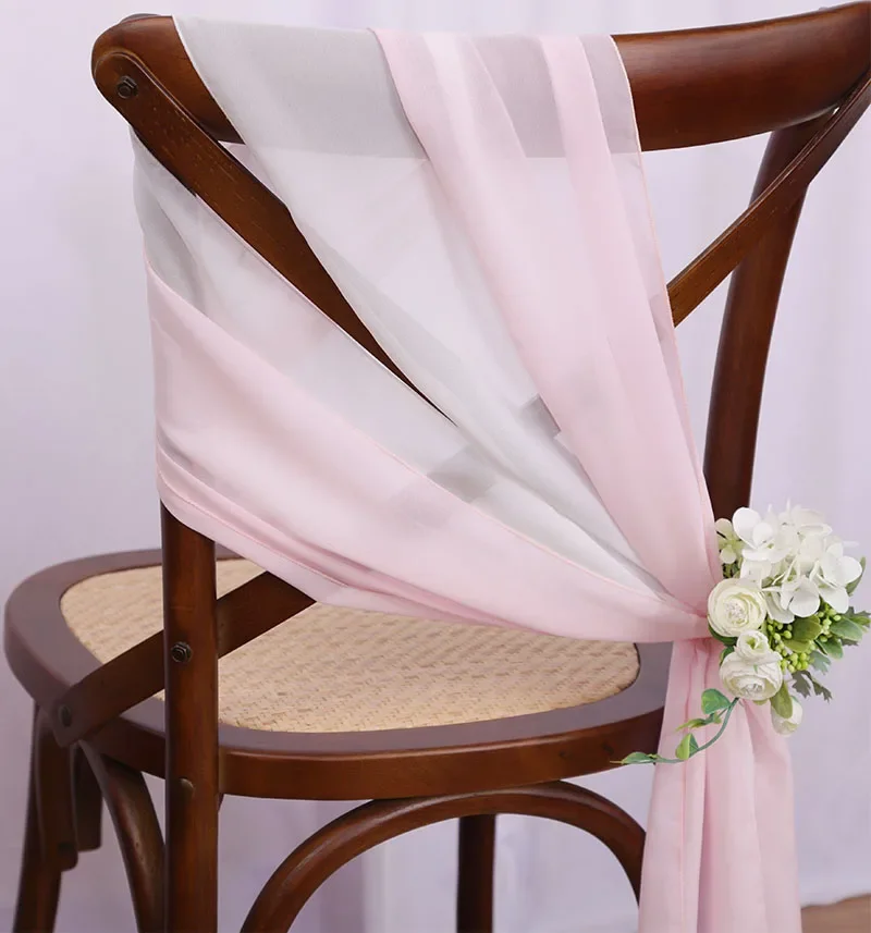 

10PCS 17x275cm Chiffon Chair Sashes Wedding Chair Decoration Long For Wedding Aisle Decorations Party Banquet Event Baby Shower