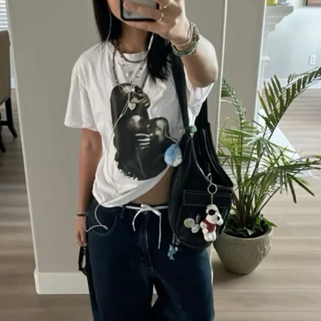 American New Sade Girl Y2k Men and Women T-shirt Vintage Streer Vintage Ahs Style Stockholm