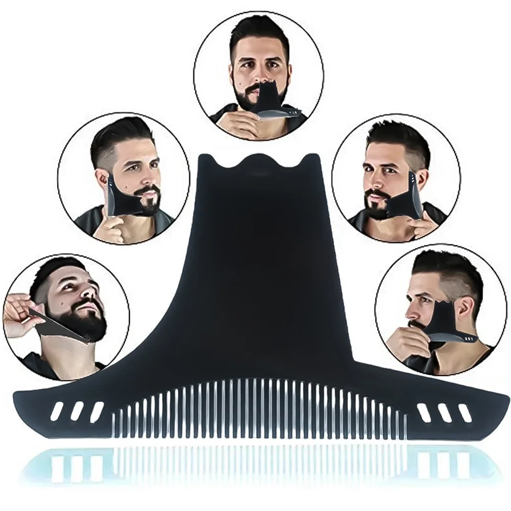 6 في 1 الرجال تشكيل اللحية قالب التصميم مشط الرجال أمشاط اللحية قوالب تقليم اللحية الشارب الاستنسل حافة التحكم أدوات التجميل #1