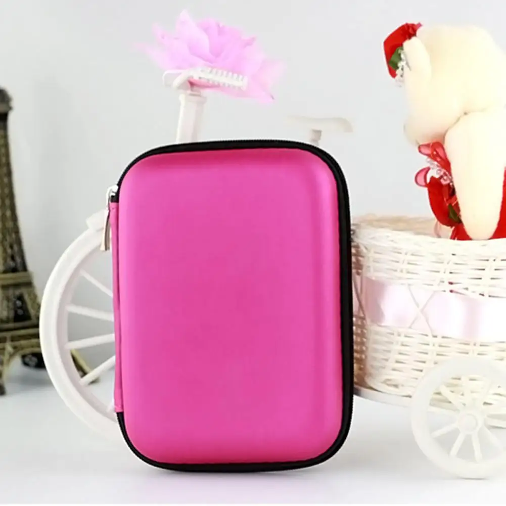2Pcs 2.5-inch hard disk package headset bag bag multi-function mobile power package EVA Pouch (Pink)