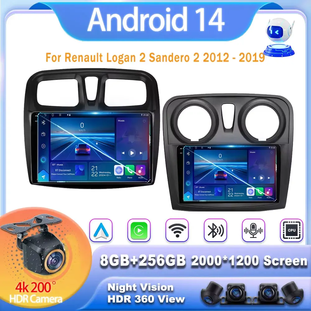 

Android 14 Car Radio Carplay For Renault Logan 2 Sandero 2 2012 - 2019 Multimedia Video Player Navigation GPS Stereo NO 2DIN DVD