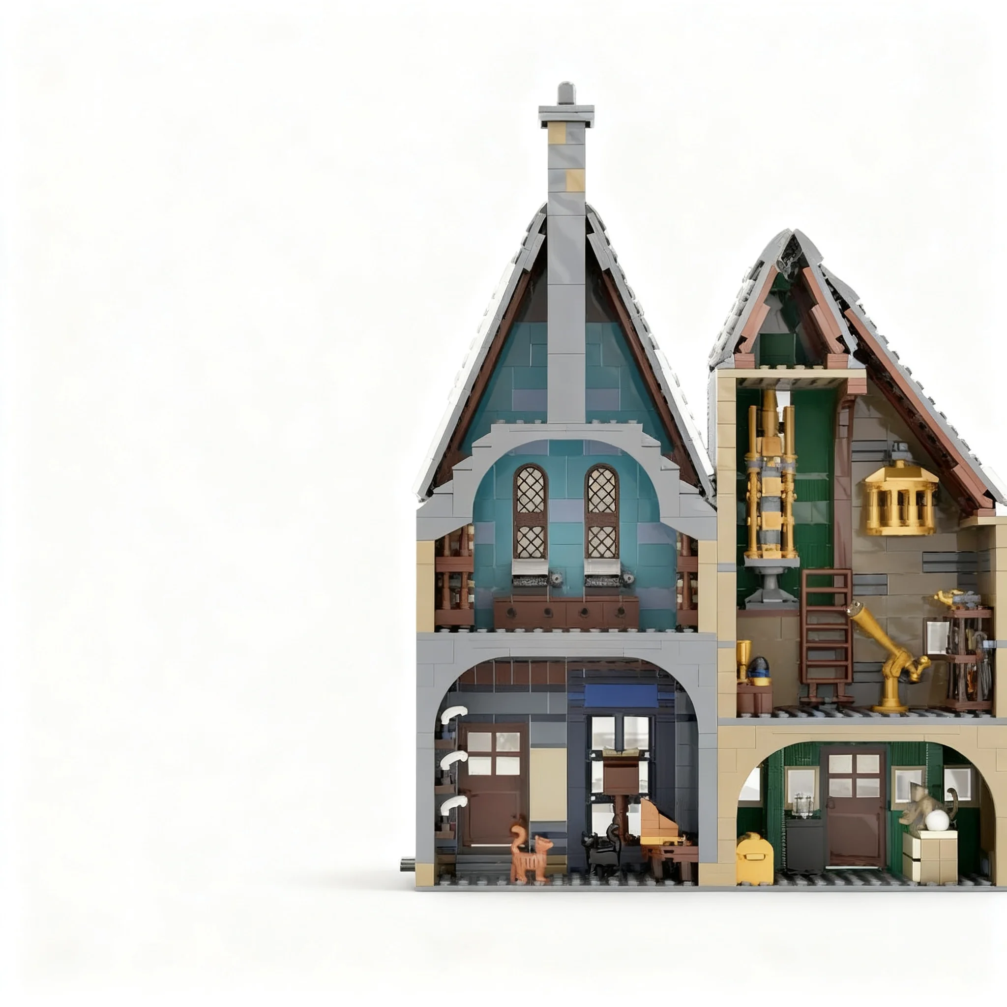 1281 Piezas MOC Harry Potter: Tienda de Plumas de Dervish Banges y Scrivenshaft en Hogsmeade, Bloques de Construcción, Regalo de Navidad, Juguete para Armar