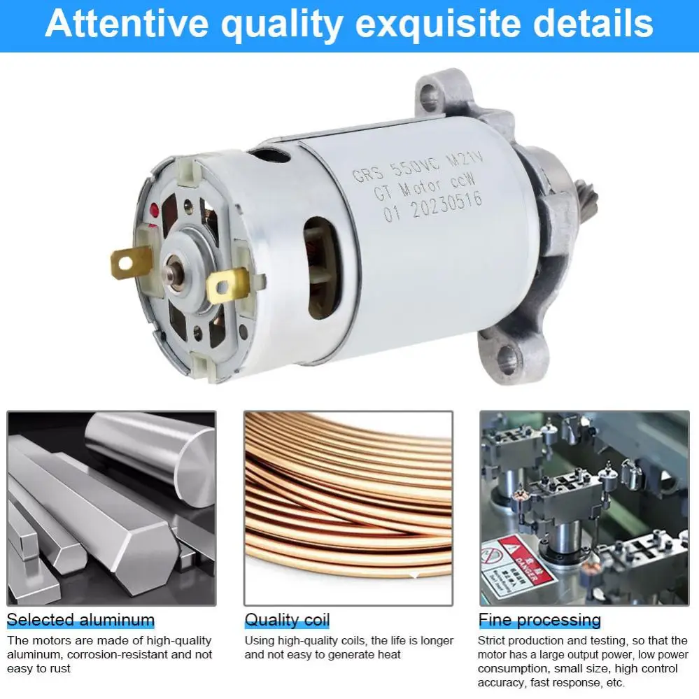 8 Teeth RS550 DC Motor High Power Reciprocating Saw Motor Conical Teeth Gear for Handheld Cutting Lithium Electric Saber Saw