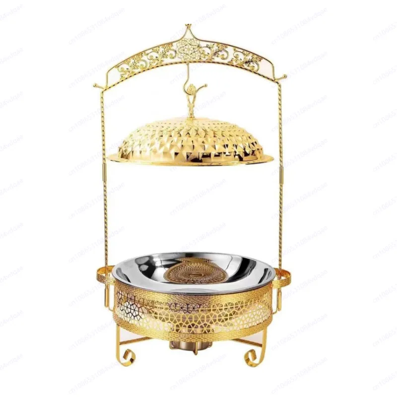 

Trading House 4.5L/6L/8L Large Stainless Steel Gold Round Hanging Chafing Dish Buffet Food Warmer Alcohol