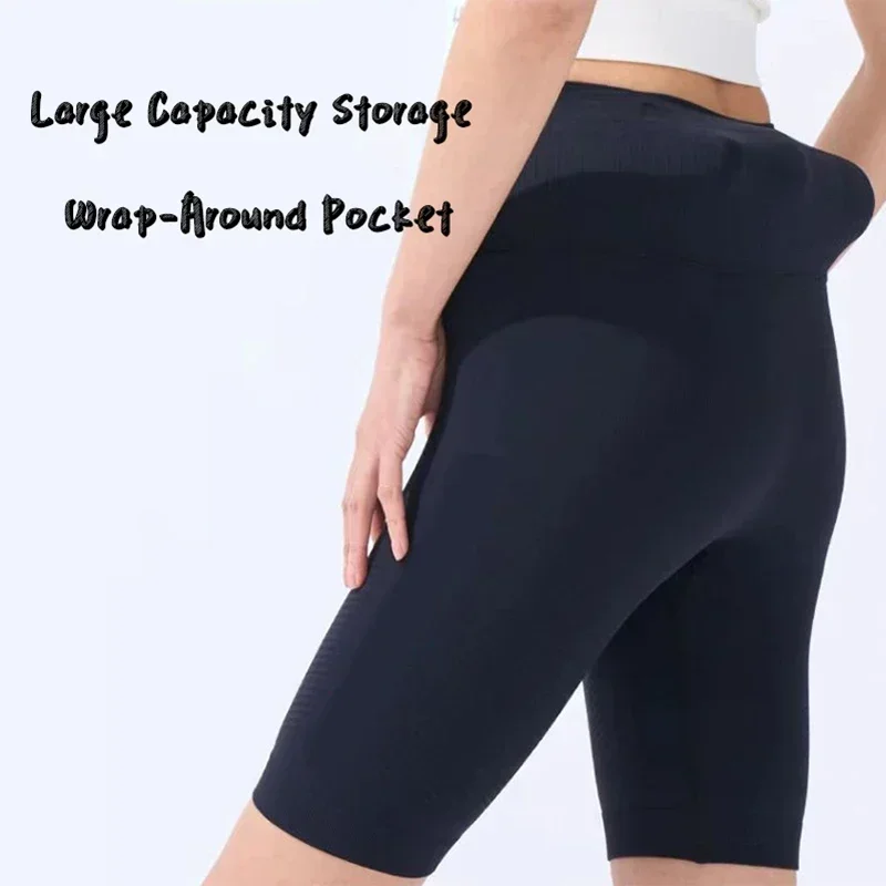Wrap-Around Mesh Waist Bag Marathon Running Shorts Men Women Quick Dry High Elastic Gym Fitness Training Compression Shorts
