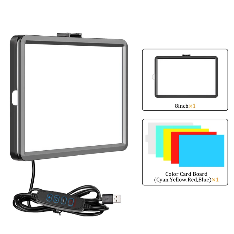 

2024 LED Video Light Dimmable Selfie Light Phone 8 Inch Fill Light Light Panel Photography Lighting for Live Streaming Youbube