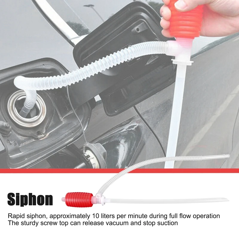 2Pcs Universal Fuel Transfer Siphon Pump - Large Squeezing Syphon For Lawn Mowers & Manual Pumping Petrol, Water,Alcohol