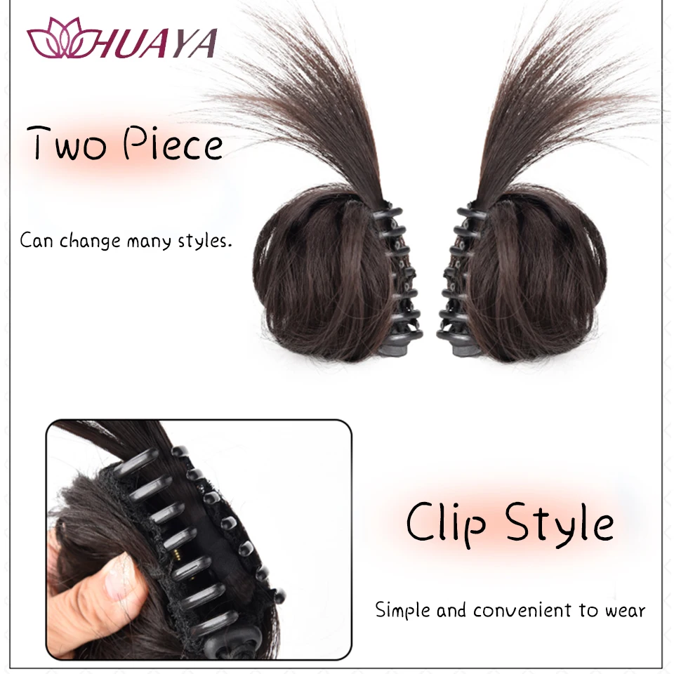 Synthetic Fluffy Grab Clip Double Ball Head Wig Bag Female Spice Girl Sweet And Cool Fluffy Chicken Feather Hairpin Wig Hair Bun