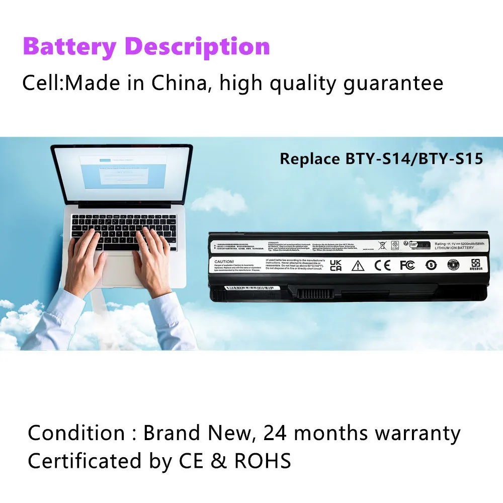 BTY-S14 BTY-S15 Laptop Battery For MSI CR650 FX420 CX650 FX620 GE70 FR400 FX600 FR600 FX603 FR610 FR620 CX70 FX610 FR700 FX400 - Detail 1