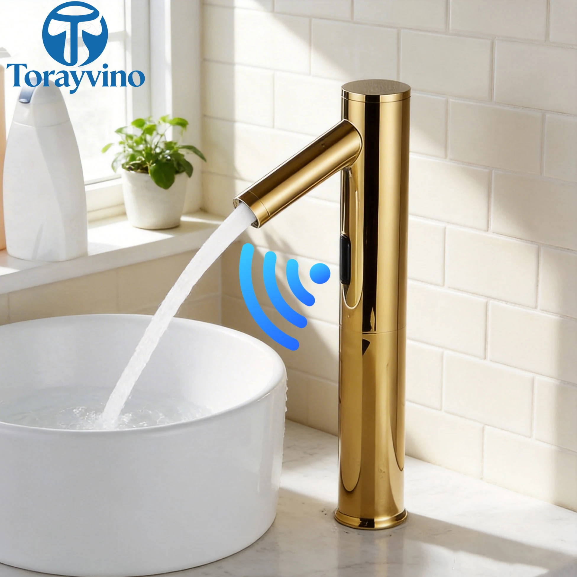 

Torayvino Automatic Sensor Faucets Smart Bathroom Basin Faucet Hot Cold Water Mixer Inductive Sensor Faucets and Vessel sinks