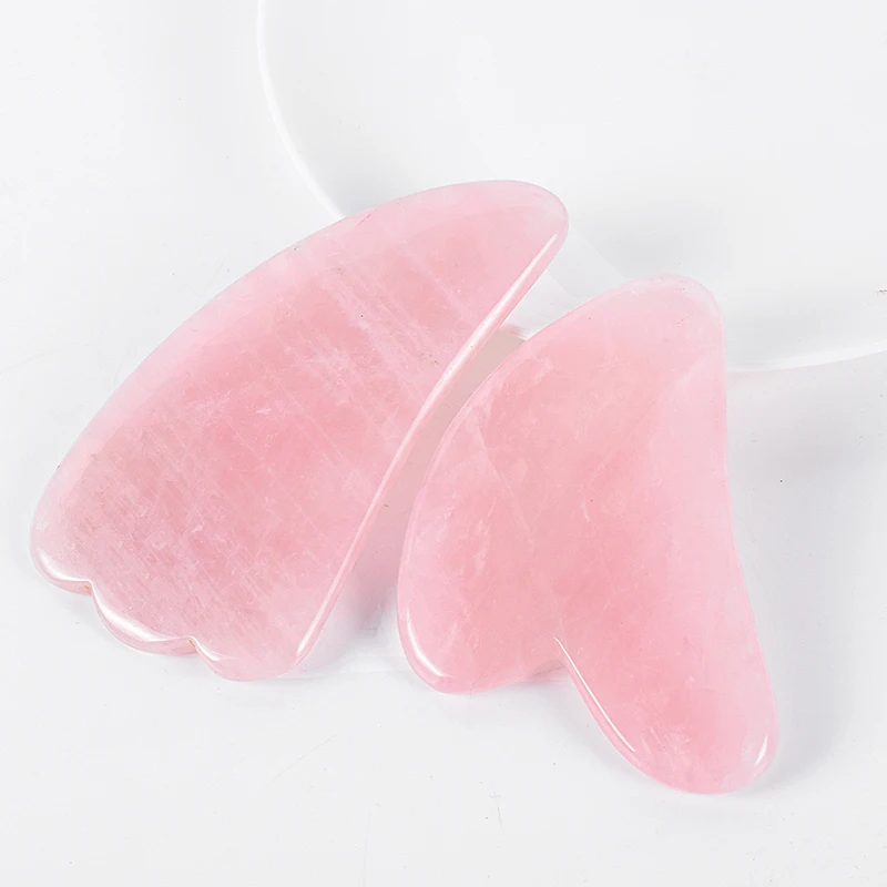 Rose Quartz Gouache Scraper Gua Sha Massage For Face Natural Gouache Stone GuaSha Massage Tools Body Facial Jade Massager Set