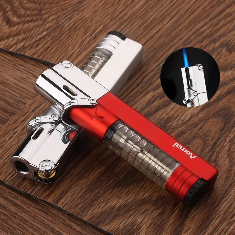 

Metal Windproof Torch Lighter Refillable Adjustable Butane Gas Lighters Blue Flame Ignition Tool Cigar Lighters Smoking Gadget
